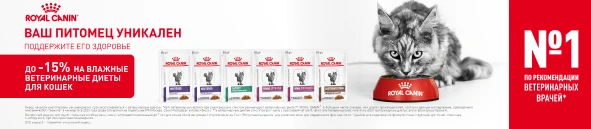 Скидка до 15% на влажные рационы Royal Canin
